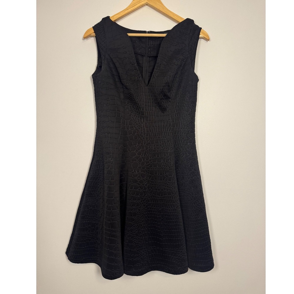 Edgy Guess Crocodile Embossed Fit and Flare Dress Women Size S Black